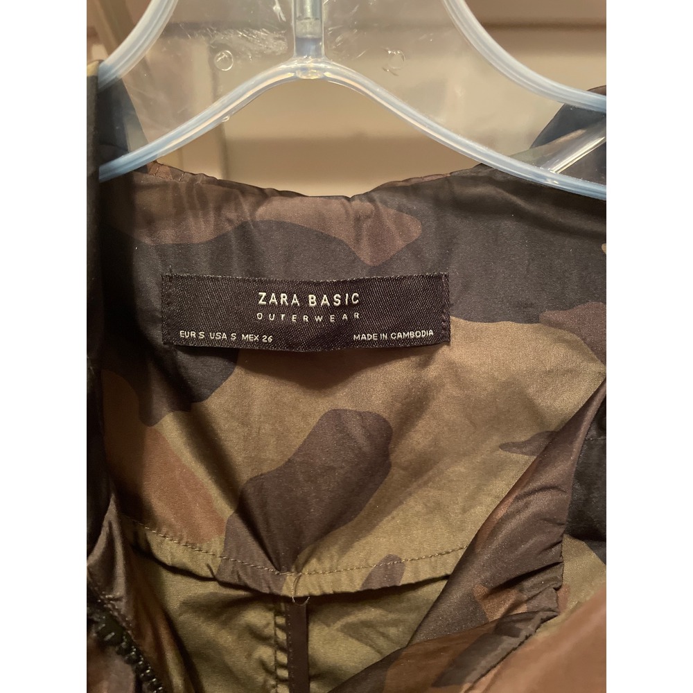 ZARA Camo Parka Jacket Small Lightweight Hooded Utility Military - Picture 2 of 10
